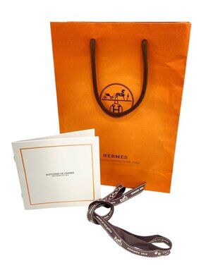 Empty Authentic Hermès Shopping Bag Histoires de Carrés 2016 Booklet Ribbon Set